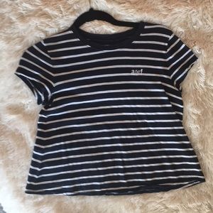 {Abercrombie kids} blue and white striped shirt